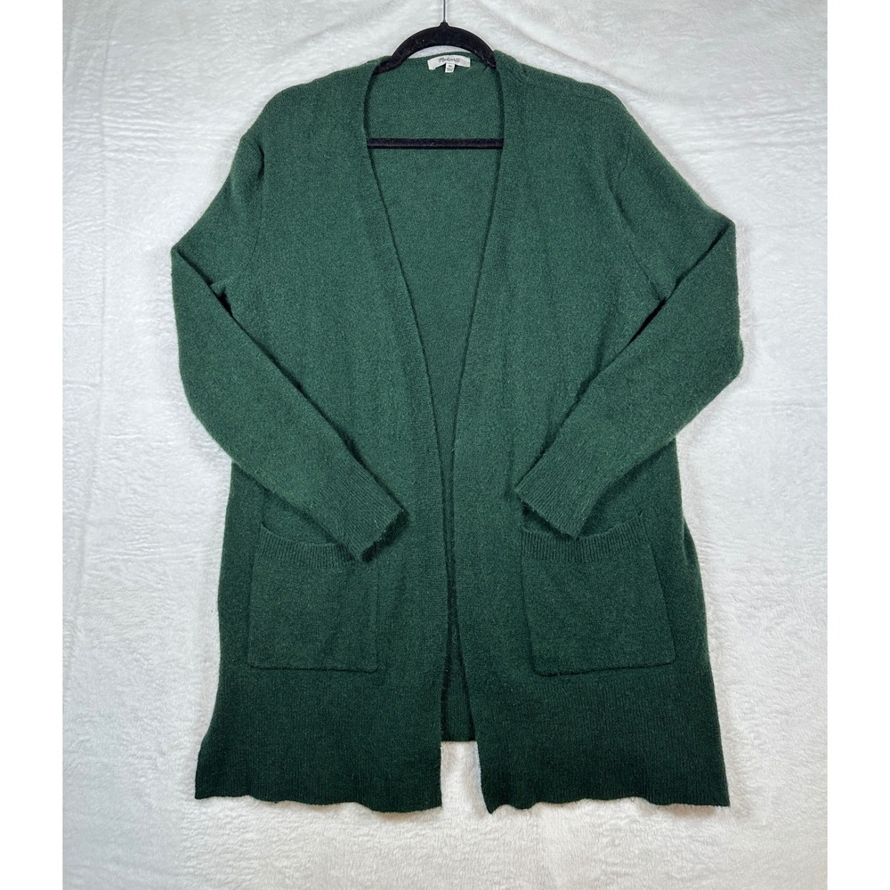 Madewell Cardigan Womens XS Green Wool Alpaca Blend Open Front Pockets